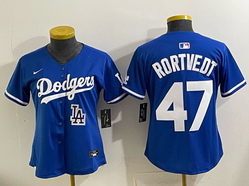 Youth 2025 Los Angeles Dodgers #47 Rortvedt Blue Game Nike MLB Jersey style 0013->youth mlb jersey->Youth Jersey